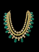 DNS199 Leila high quality ac kundan necklace with earrings in green ( READY TO SHIP  )
