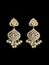 Jadau pendant earrings - pink ( READY TO SHIP )
