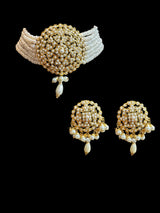 C580 Freshwater Pearl Choker with Earrings – Gold-Plated Elegance ( READY TO SHIP )