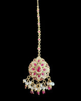 Ruby & Pearl Teardrop Tikka – Gold-Plated Silver (92.5 Sterling Silver Base) ( READY TO SHIP )