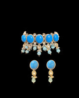 C595 Turquoise & Pearl Gold-Plated Choker Set – Timeless Elegance ( READY TO SHIP )
