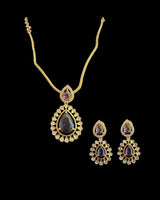 Gold plated pendant set - Cz ( purple ) - READY TO SHIP