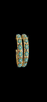 B194 Amira turquoise and pearl bangles - SET OF 2 - 2.8/2.10 ( READY TO SHIP  )