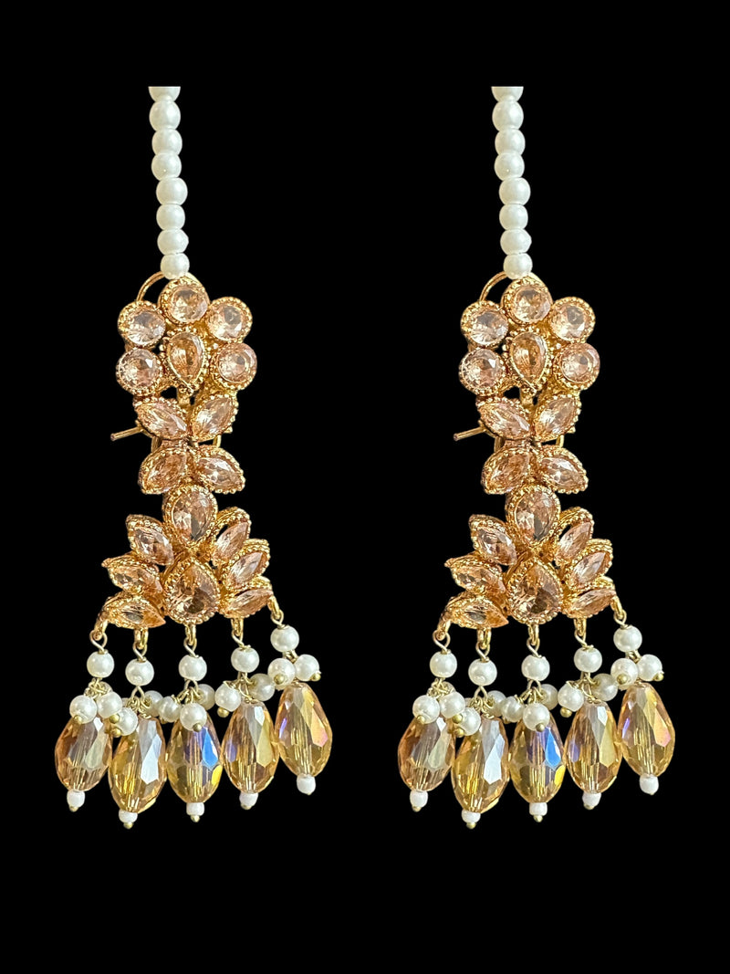 Kafiya bridal set in golden / champagne  stones and beads ( READY TO SHIP )