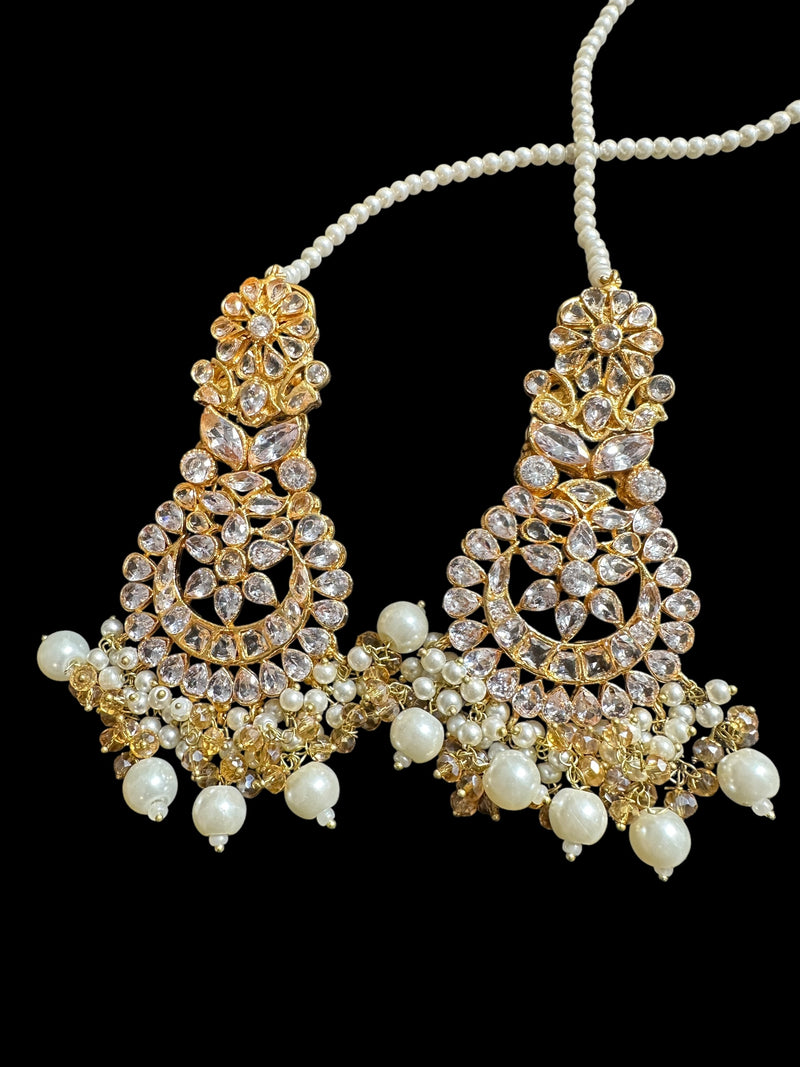 JIMENA bridal set in zircon and pearls ( READY TO SHIP )