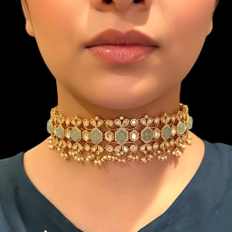 C589 Vedika polki choker in mint green ( READY TO SHIP)