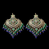 DJET108 Afreen emerald sapphire  earrings tika ( READY TO SHIP  )