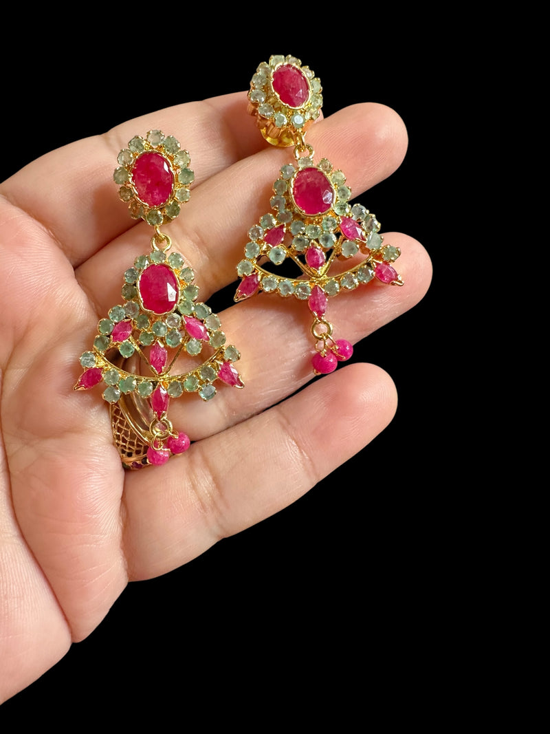 Ruby emerald  earrings - Red green ( READY TO SHIP )