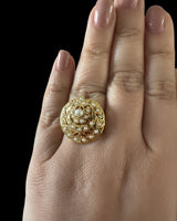 Gold-Plated 92.5 Silver Freshwater Pearl Adjustable Ring ( READY TO SHIP )