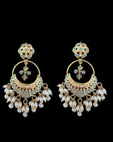 Gold-Plated Silver Turquoise Earrings with Freshwater Pearls | 92.5 Silver | Lightweight Screw-Back Design ( READY TO SHIP )