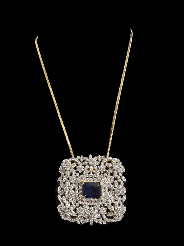 PS343 Amal Cz pendant set in blue ( READY TO SHIP )