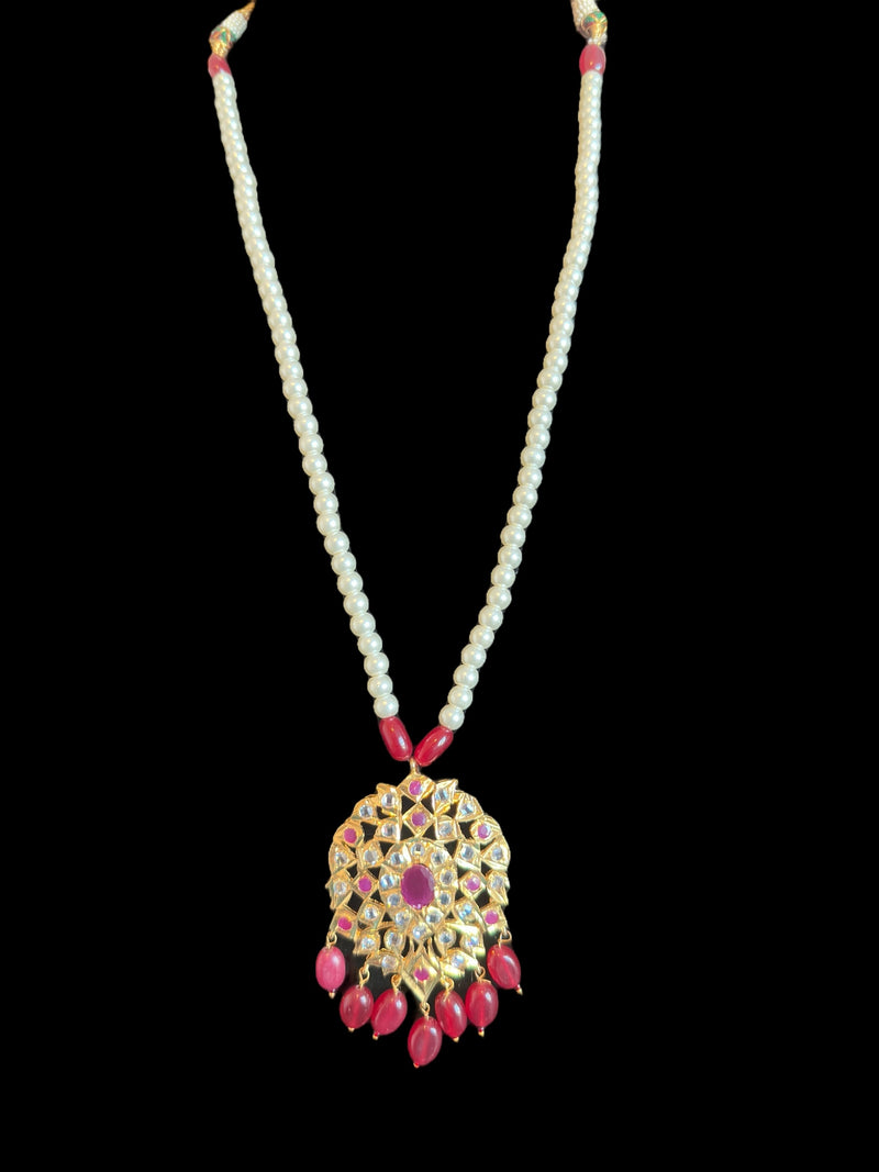 PS517 Neelam shell pearl pendant set in ruby ( READY TO SHIP  )