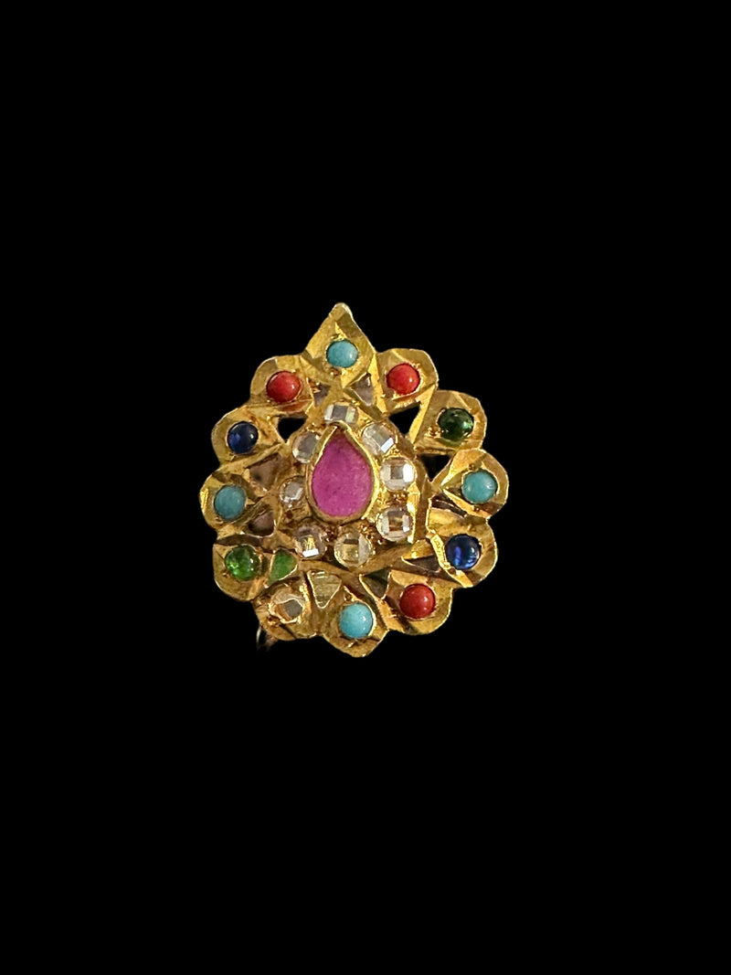 DJR8 Rida  statement  ring in navratan   ( READY TO SHIP )