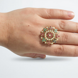 Navratan gold plated silver ring - adjustable ( SHIPS IN 4 WEEKS )