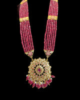 DLN139 Kashf Rani Haar with Earrings – Gold Plated with Onyx & Pearls ( READY TO SHIP )