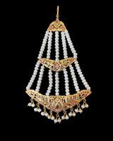 Gold-Plated Silver Jhoomar (Passa) – Ruby, Emerald & Freshwater Pearl ( READY TO SHIP )