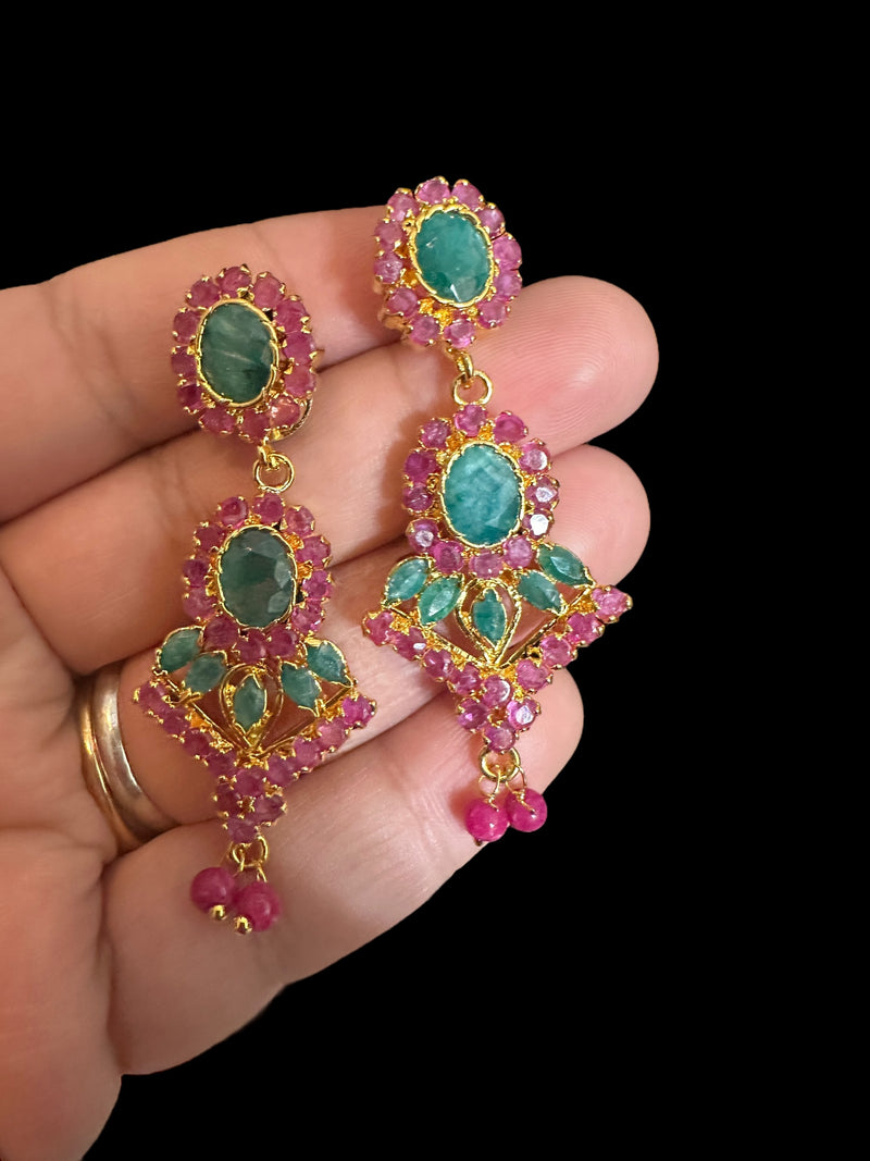 Ruby emerald  earrings - Red green ( READY TO SHIP )