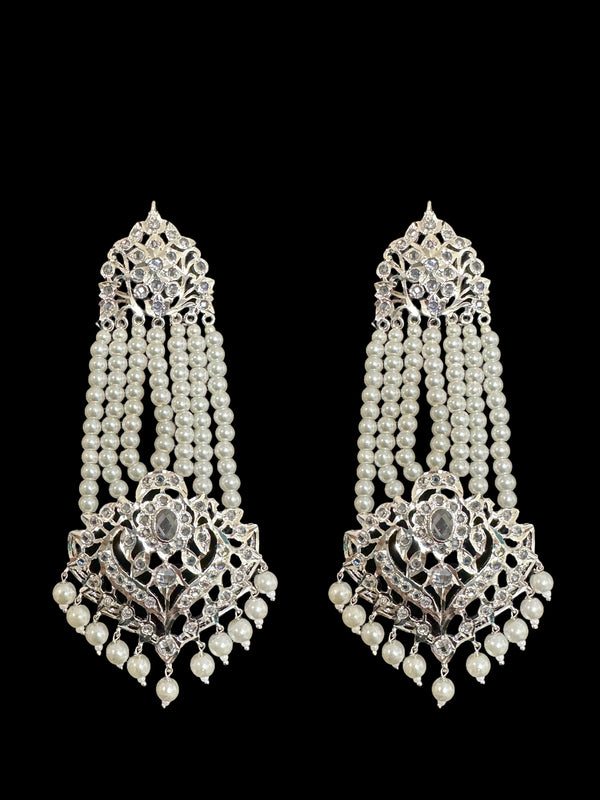 DER537 Ekta Hyderabadi jhoomar earrings - silver plated   ( READY TO SHIP )