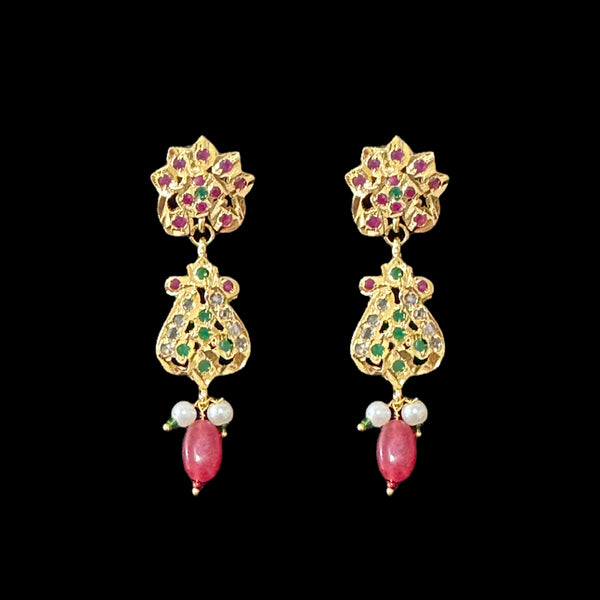 DER545 gold plated earrings in ruby emerald ( READY TO SHIP )