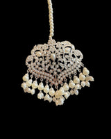 DJTK373 Neeli silver plated jadau tika with pearls ( READY TO SHIP )