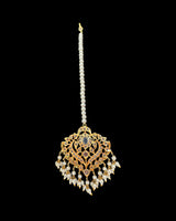 Ekta Gold-Plated Bridal Set with Earrings, Tika & Jhoomar –Pearls ( READY TO SHIP )