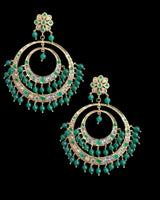 DER771 USHA overzied chandbali earrings - Green   (READY TO SHIP )