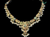 Navratan / Multicolored Jadau delicate Necklace Set in Gold Plated Silver ( READY TO SHIP )