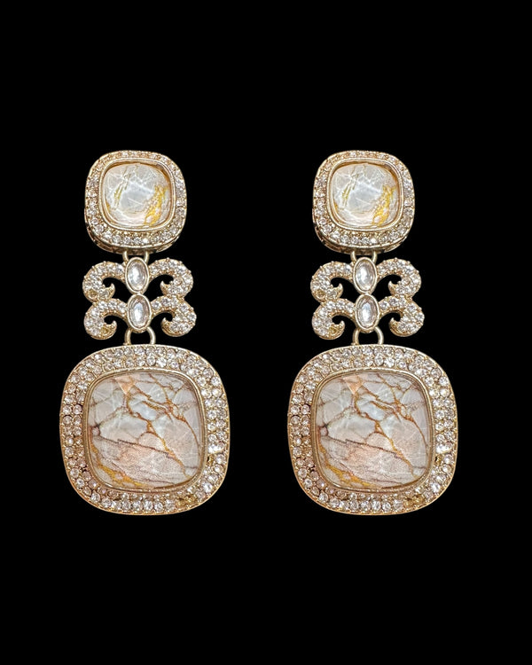 Quartz earrings - marble white   ( READY TO SHIP )