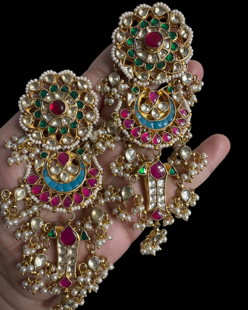 DER778 Maya pachi kundan multicolor statement earrings ( READY TO SHIP )