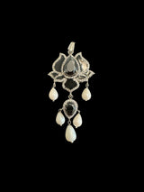 PS570 Maria lotus dangler pendant earrings in black  ( READY TO SHIP )