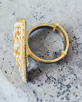 Gold-Plated 92.5 Silver Freshwater Pearl Adjustable Ring ( READY TO SHIP )