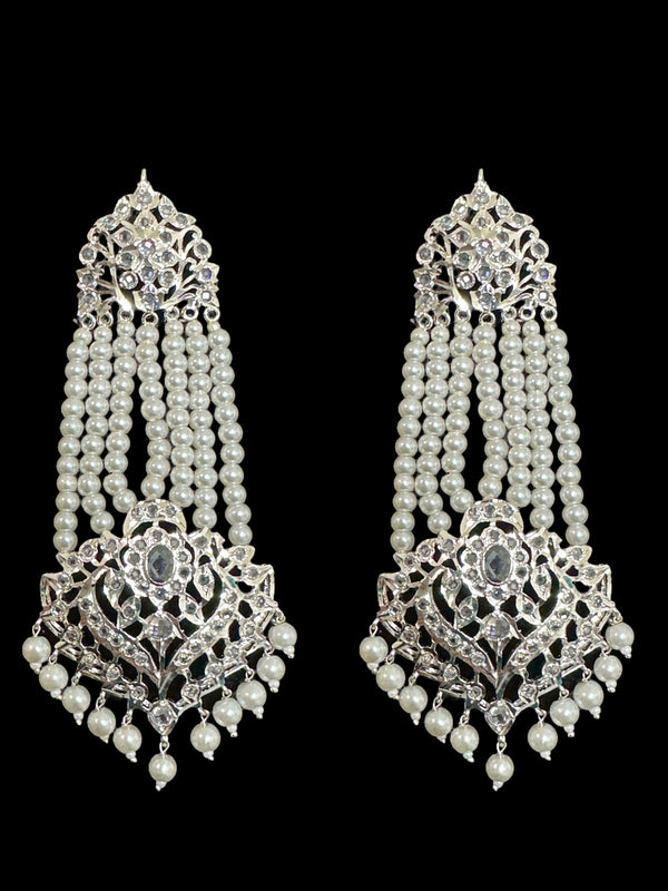 DER537 Ekta Hyderabadi jhoomar earrings - silver plated   ( READY TO SHIP )