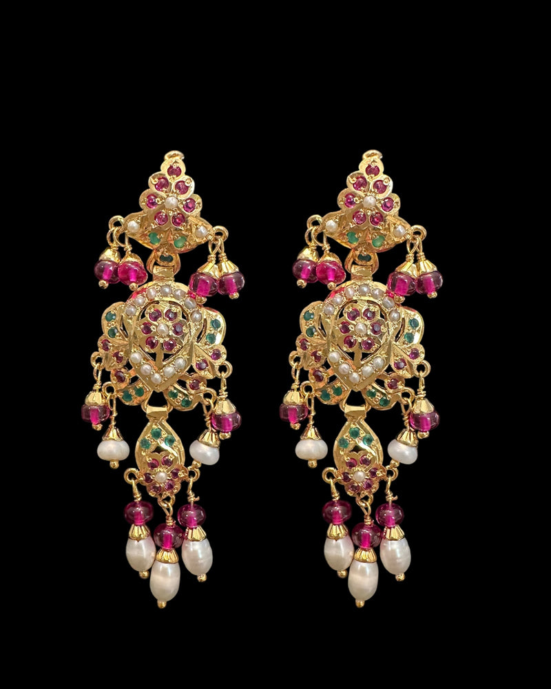 Delicate Ruby emerlad necklace set in-gold plated silver ( READY TO SHIP )