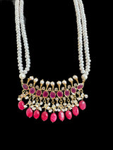 PS508 Tirmani in Rubies with Freshwater Pearls and Chandbali Earrings – Gold-Plated Lightweight Jewelry( READY TO SHIP )