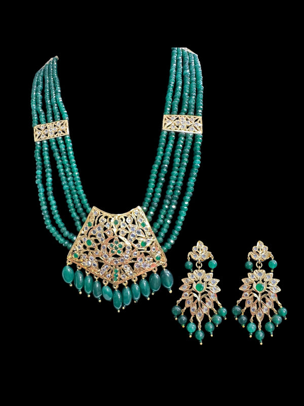 DLN88 Nisha rani haar in green beads  ( READY TO SHIP )