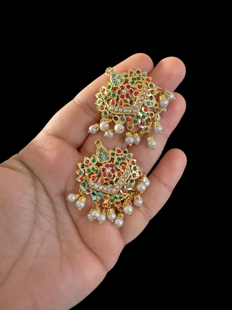 ET504 Mehwish jadau studs in Navratan ( READY TO SHIP )