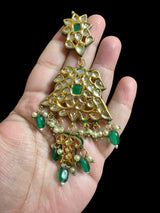 Mashal Kundan earrings  - Green  ( READY TO SHIP )