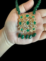 PS516 Bareeha Emerald Green Polki Pendant & Earring Set | Deccan Jewelry( READY TO SHIP )