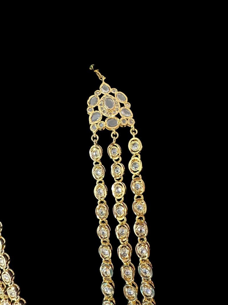 SAT96 MALLIKA gold plated three layer necklace with earrings ( READY TO SHIP )