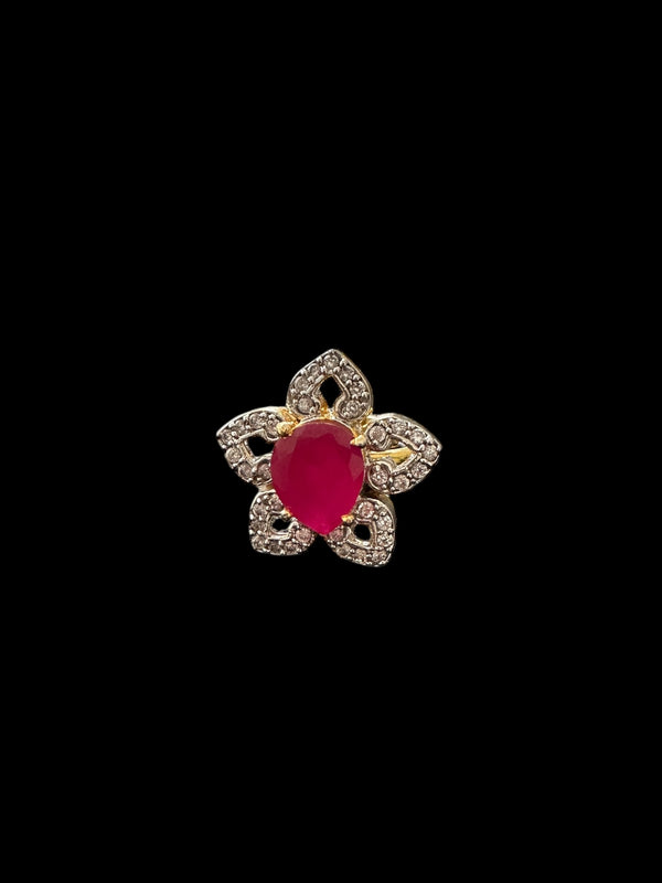 DJR136  Cz gold plated  ring - Ruby( READY TO SHIP)