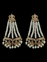 DLN111 Hareem pearl rani haar with jhoomar earrings in pearls  ( READY TO SHIP )