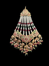 DJHR120 Jadau jhoomar in ruby emerald with pearls ( READY TO SHIP )