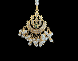 Gold plated silver tikka in fresh water pearls ( READY TO SHIP )