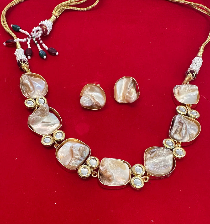 Dual style choker / necklace set in mother of pearl ( READY TO SHIP)
