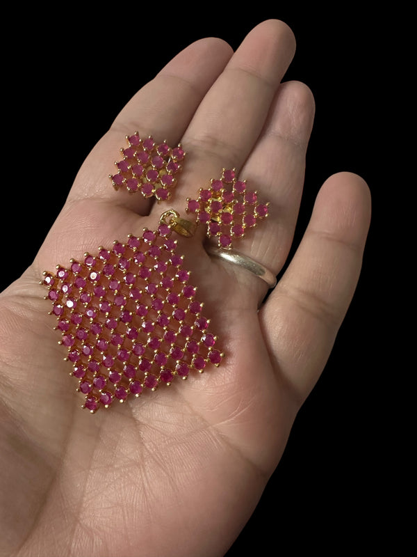 Nandini  cz pendant with earrings  (READY TO SHIP )