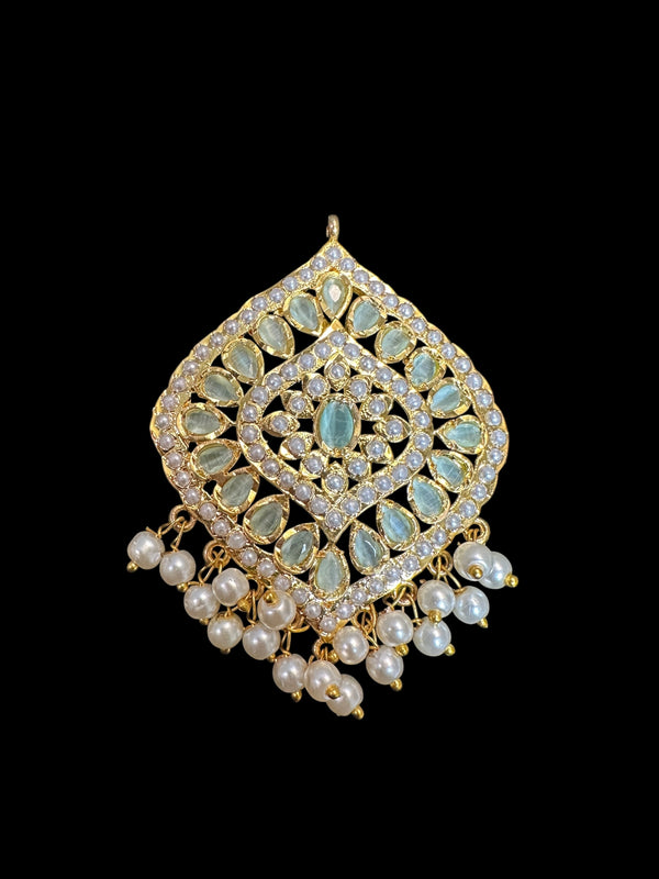 Jadau pendant earrings - mint  ( READY TO SHIP )