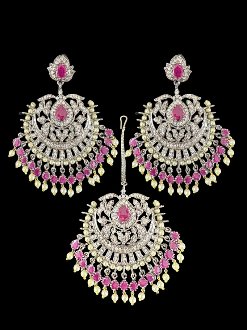 ERTK202 Victorian earrings tika - ruby ( READY TO SHIP )