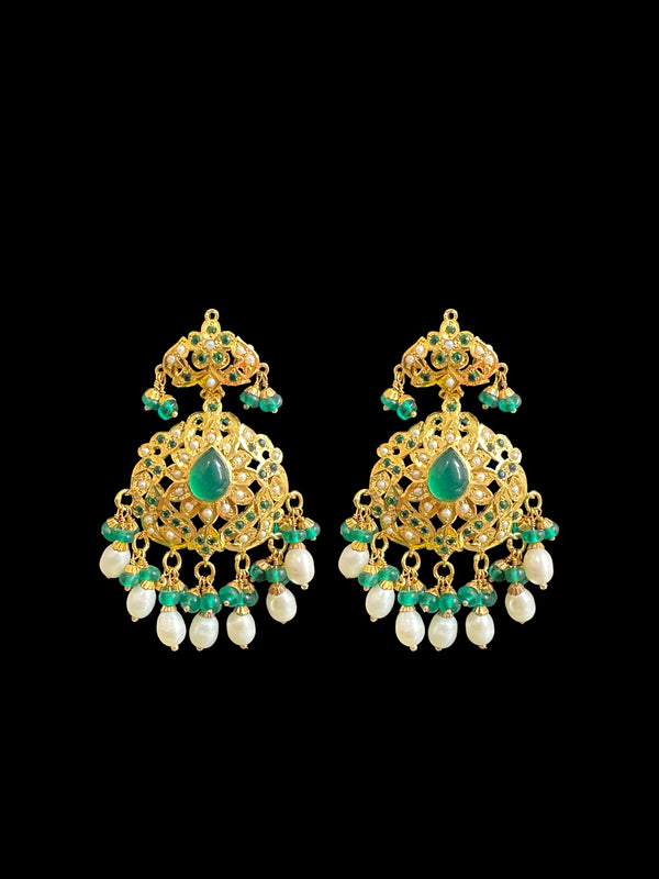 Emerald pearl gold plated silver earrings ( READY TO SHIP )