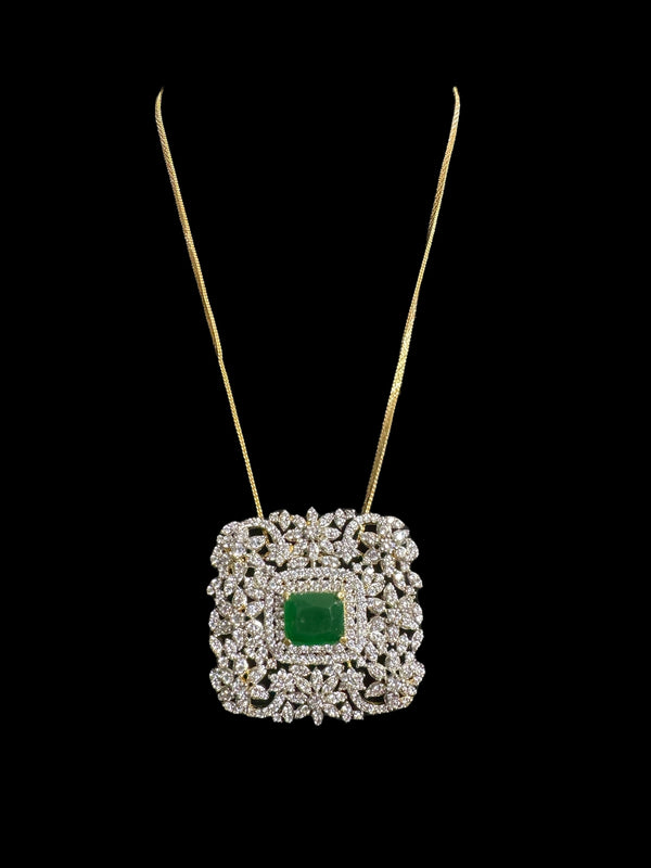 PS341 Amal Cz pendant set in green ( READY TO SHIP )