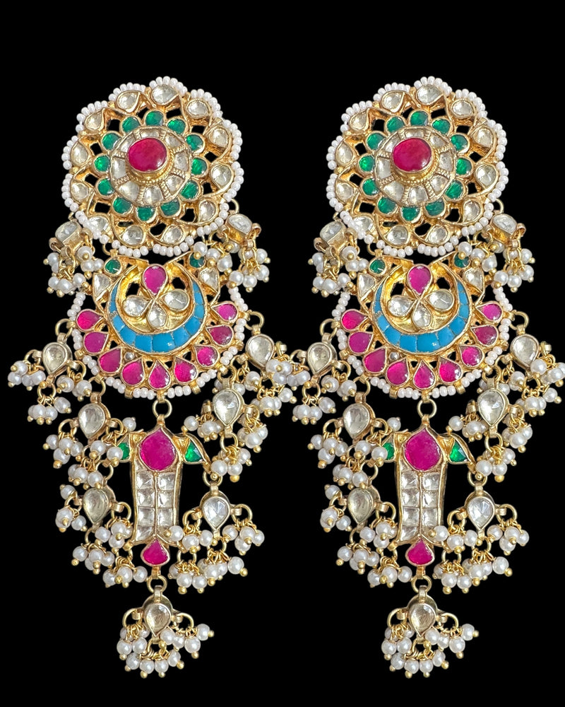 DER778 Maya pachi kundan multicolor statement earrings ( READY TO SHIP )